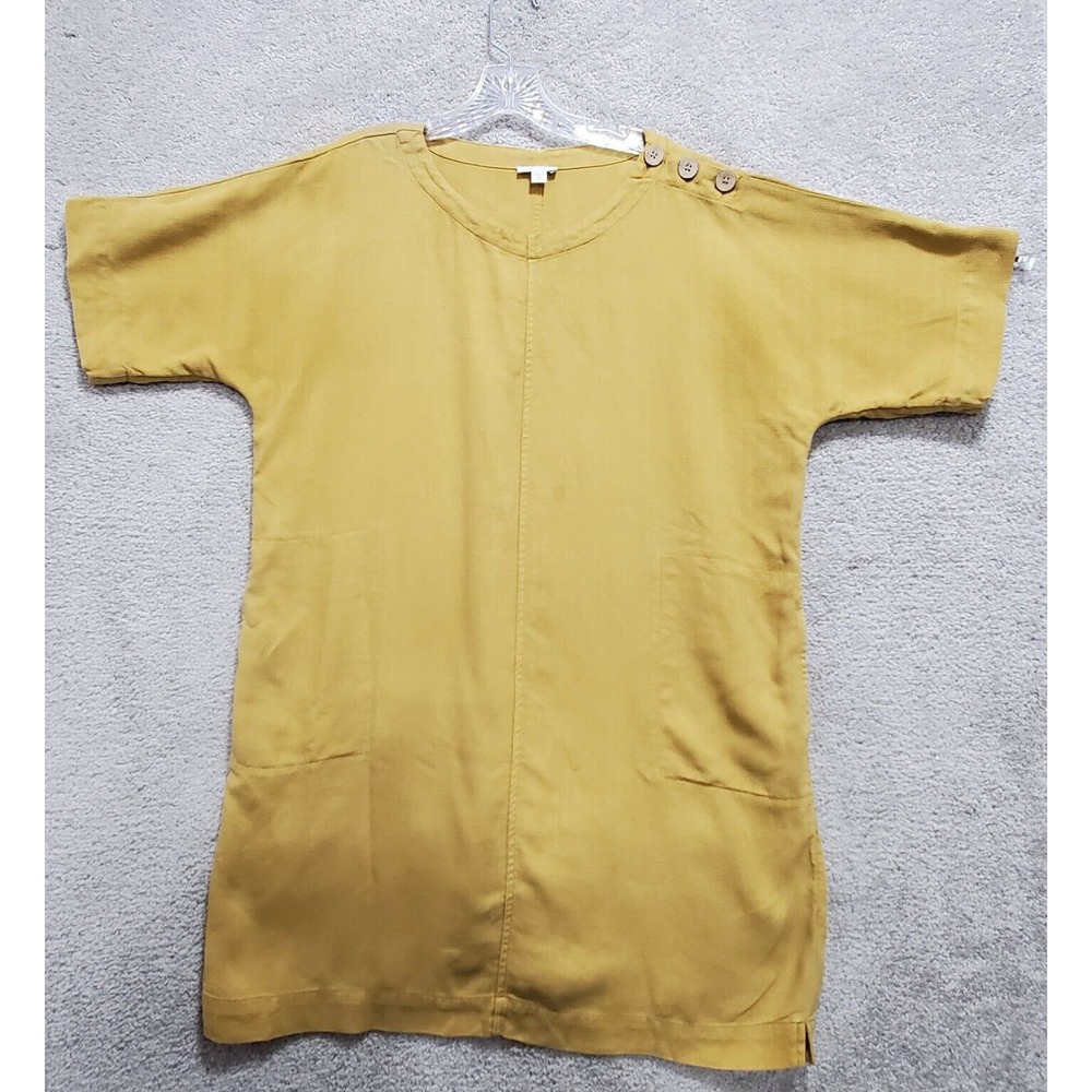 Purejill Dress‎ Women's M Mustard Yellow Tunic Short Sleeve Lyocell Normcore